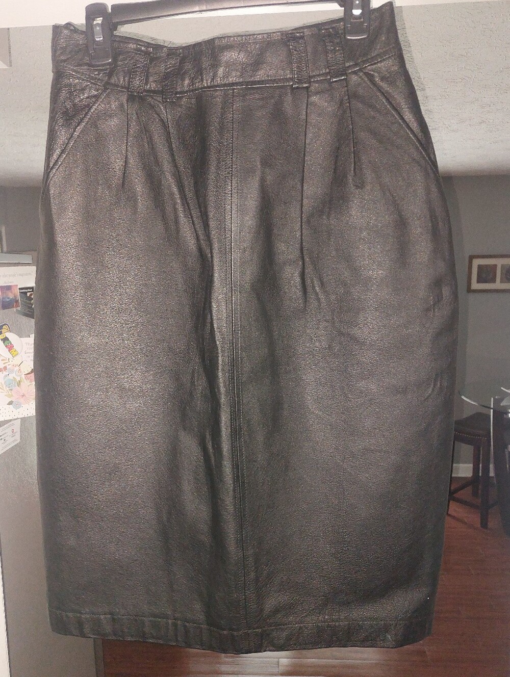 Smooth Black Leather Pencil Skirt by Chaus